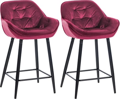 CLP Gibson 76 Set van 2 barkrukken - Met armleuning - Met rugleuning - Fluweel - Velvet - purper