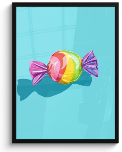 Poster in lijst - Fotolijst 50x70 cm - Posters - Blauw - Snoep - Regenboog - Posterlijst zwart - Decoratie - Wanddecoratie woonkamer - Muurdecoratie slaapkamer