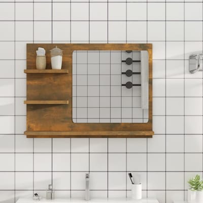 vidaXL - Badkamerspiegel - 60x10,5x45 - cm - bewerkt - hout - gerookt - eikenkleurig