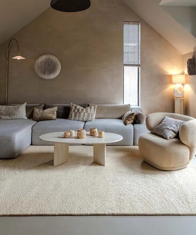 Wollen vloerkleed - Tvist lichtbeige 80x150
