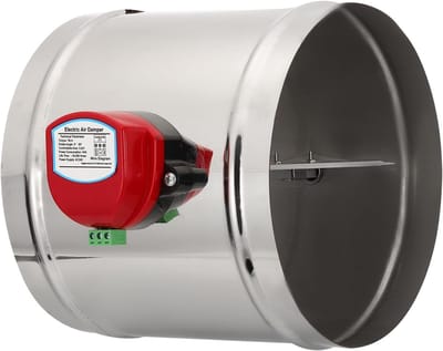 10 Inch AC 24V Duct Demper, Roestvrij Staal Gemotoriseerde Verstelbare HVAC Volume Dempers voor Luchtstroom en Backdraft Beheersing in Ventilatiesystemen, Zilver
