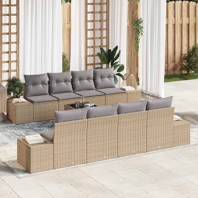 vidaXL Tuin Sofa Set 7 st Beige en Licht Grijs poly rattan