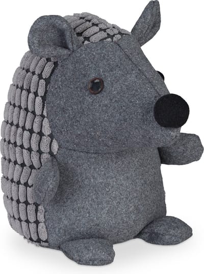 deurstopper egel - 20 cm - stof - binnen - dier - deurbuffer - donkergrijs