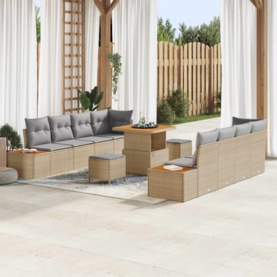vidaXL - Tuinbank - Set - 11 - st - 10-Aantal - zitplaatsen - Beige - en - Lichtgrijs