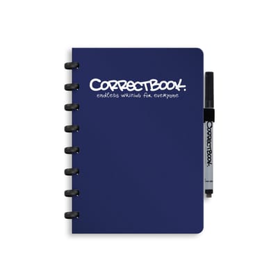 Correctbook A5 Uitwisbaar Notitieboek – Herbruikbaar schrift – Midnight Blue – Blanco – Inclusief pen & wisdoekje – Aanvulbaar met extra pagina’s