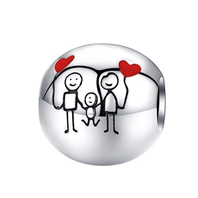 Happy family forever bedel | bedels voor armband | familie met hartjes bead | Zilverana | geschikt voor alle bekende merken | 925 zilver | moederdag