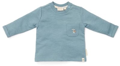Little Dutch Shirt lange mouw - Maat 50 - T-shirt Jongens - Stone Blue, Blauw - Forest Friends Newborn