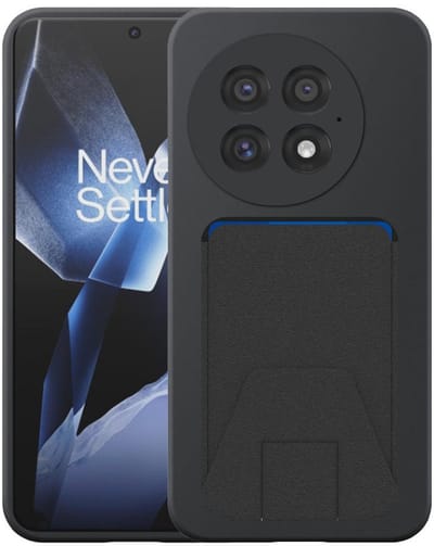 Geschikt voor OnePlus 13 Telefoonhoesje met Verstelbare Leren Pasjeshouder - Flexible Back Cover Case Siliconen TPU with Adjustable Leather Cardslot - Zwart - Smartphonica geschikt voor OnePlus 13