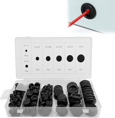 SnelShoppen - 170-delige Rubber Stoppen Set, Blinde Stoppen Assortiment, Kabeldoorvoer Rubber Stops, Rubber Pluggen voor Mechanische Pluggen, Auto, Ma