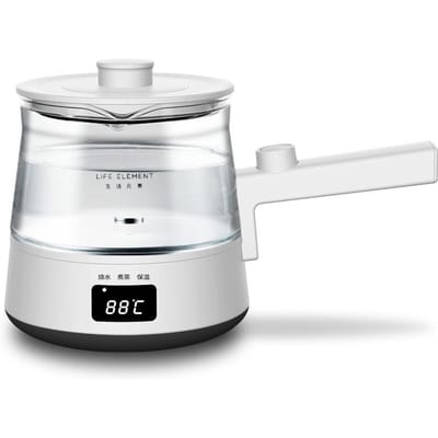500ml Elektrische Waterkoker Multifunctionele Glazen Theemaker Thermoskan Thuis Automatische Knop Temperatuurregeling Gezondheidspot 220V UK wit