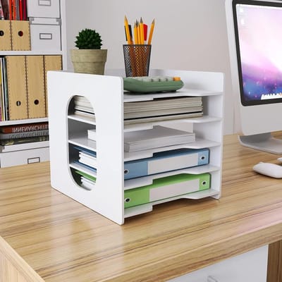Bureau Papierhouder - Documenten Organizer - Bureau Opruimen - Meerlaags Ontwerp - 32 x 28 cm - Wit