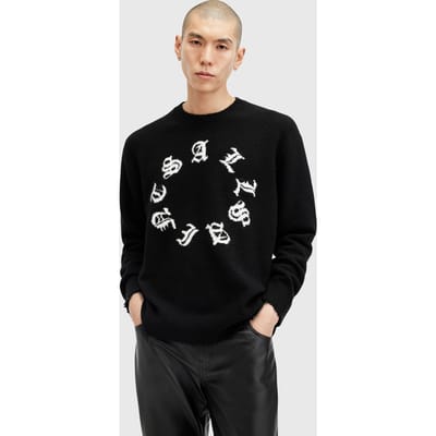 AllSaints Scripture Crew Black Maat: XXL | Sweaters Outlet | Heren | Zwart