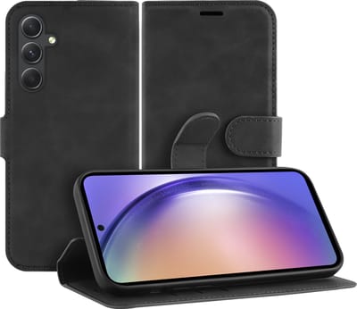 Cazy hoesje geschikt voor Samsung Galaxy A55 Hoesje met Pasjeshouder - Premium Bookcase - Zwart