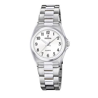Festina F20553/1 Dames Horloge - Mineraalglas - Roestvrijstaal/Staal - Zilverkleurig - Ø 31 mm - Quartz - Vouw/Vlindersluiting - 5 ATM (douchen)