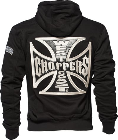 WCC West Coast Choppers Hoodie Cross Panel Zip Zwart