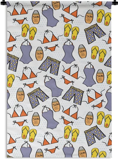 Wandkleed - Wanddoek - Badkleding - Patronen - Zomer - 60x90 cm - Wandtapijt