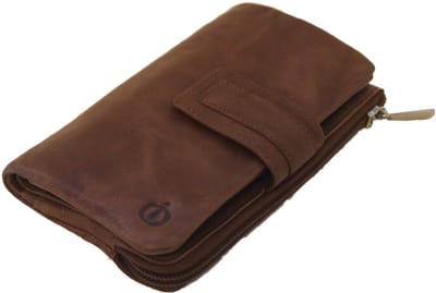 Oi vintage cognac bruine leren damesportemonnee zacht / zeer soepele damesbeurs met uitneembaar pasjesmapje / soft lederen portemonnee hoog model met ritsvak / camel- zandkleurig leer / 453Tan
