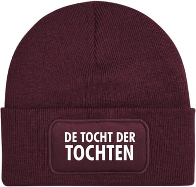 De tocht der tochten wintermuts burgundy | wit - soBAD. | Unisex | Skimuts | Muts | Kou | met grappige tekst | Winter | Beanie | Bordeaux rood