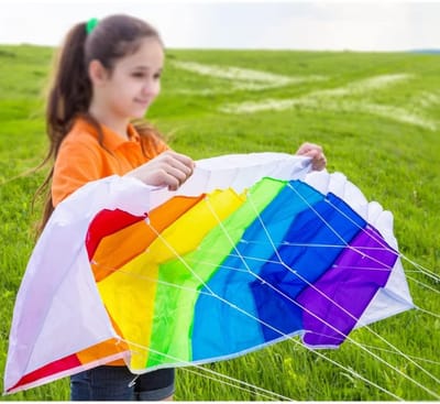Kleurrijke stunt vlieger voor kinderen en volwassenen, zachte parafoil vlieger met 30M touw, ideaal buitenspeelgoed voor beginners, 1.4M