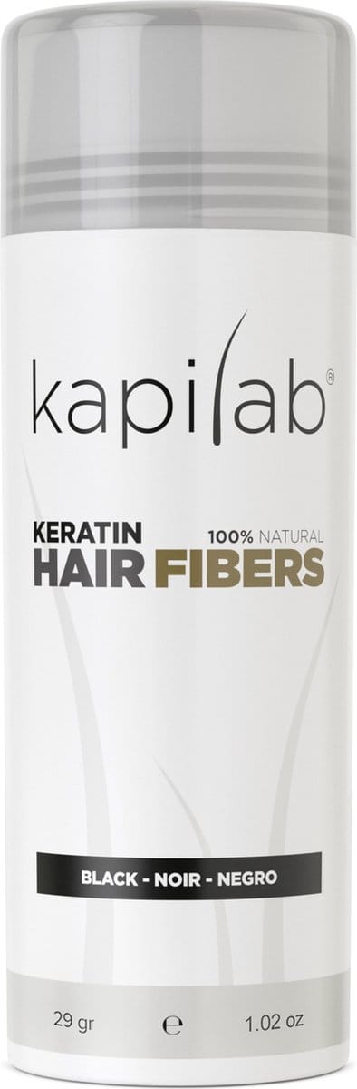 Kapilab Hair Fibers Zwart - Keratine haarvezels verbergen haaruitval - Direct voller haar - 100% natuurlijk - 29 gram