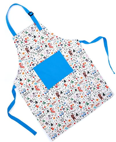 Kinderschort van katoen met verstelbare tailleband voor kinderen om taart op een dienblad te tekenen. DIY: Leren tekenen van alledaags eten (40x55cm)