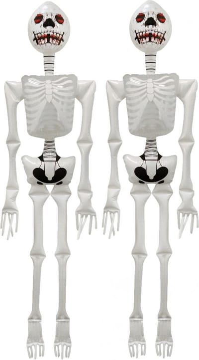 Opblaasbaar skelet - 2x - Halloween - zwart/wit - 183 cm