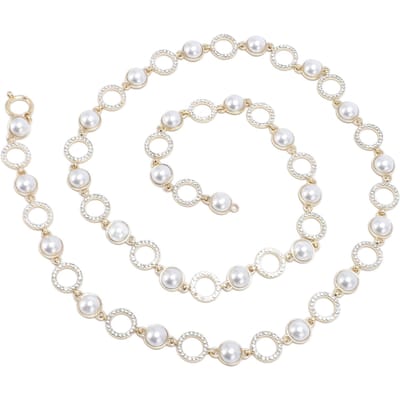 Sieraden Maken Ketting 1.5cm Breedte 1 Yard Parel Holle Cirkel Strass Ketting voor Armband Ketting white