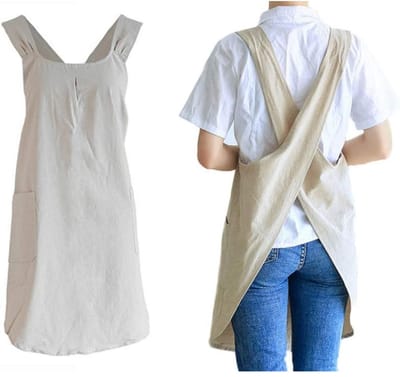 Daity 1-Pack - Keukenschort - keukenschort dames - Kruis aan de achterkant - Perfect voor koken - housewarming - dagelijkse klusjes (Khaki, 28,3 x 35,4 inch)