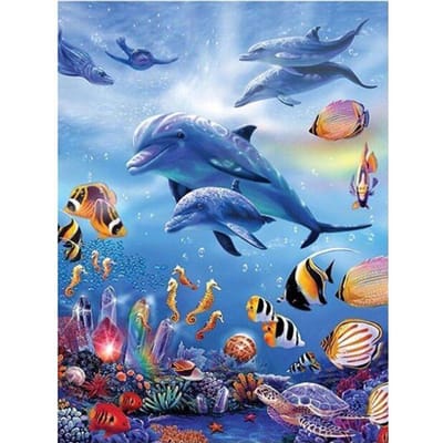 5D bricolage diamant peinture point de croix dauphin diamant broderie océan couture strass cadeau 20X30CM blue