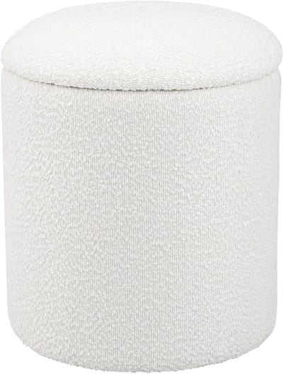 Opberg Poef - Ottomaan Zetel - Extra Zitplaats - Zachte Gevoerde Zitting - 37x37x45 cm - Wit