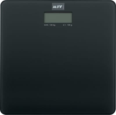 MSV Personen weegschaal - zwart - glas - 30 x 30 cm - digitaal - personenweegschalen