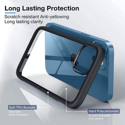 Hoesje Geschikt voor iPhone 12 Mini hoesje met Doorzichtig Mat Backcover – colour Soft Bumper - Zwart