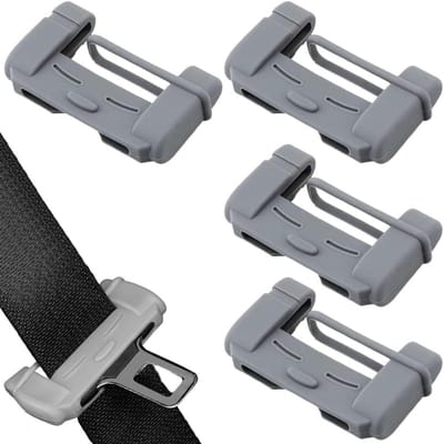 4-delige siliconen veiligheidsgordel-gespbescherming, universele auto-interieuraccessoires, krasbestendig (grijs) - ShopVlot