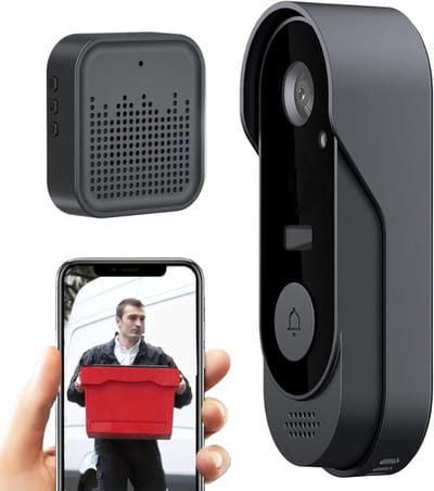 Videodeurbel Met Camera - Slimme Deurbel - Bezoekers Meldingen - Tweerichtingsgesprek - 16 cm Breed - Zwart