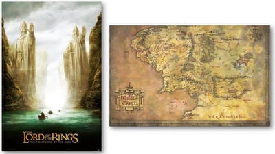 Lord of the Rings poster - Set van twee posters - Middle earth map - Argonauts - Film - J.J.R. Tolkien - 61 x 91.5 cm