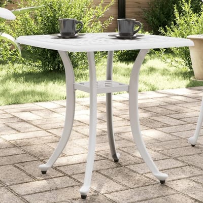 Witte Tuintafel van Gegoten Aluminium - Hoektafel voor Balkon en Patio 53x53x53 cm