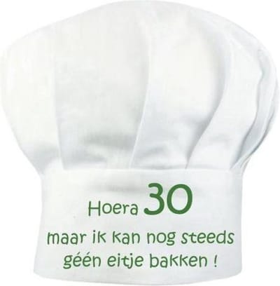 Benza Koksmuts voor volwassenen - Hoera 30 maar ik kan nog steeds géén eitje bakken!
