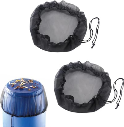 Famanu - Regenton mesh cover set van 2 zwarte nethoes 60 cm verstelbaar