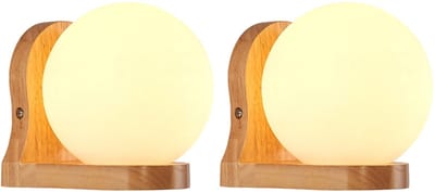 2 Stuks Wandlamp voor Slaapkamer Retro Wandlampen Minimalistische Hout voor Woonkamer Hal Eetkamer