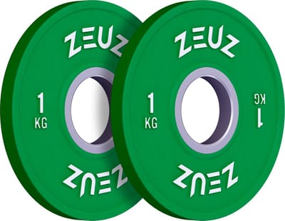 ZEUZ Halterschijf 2 Stuks 1 KG – 2 KG Gewichten Set – voor 50 mm Halter - Metaal & Rubber - 2KG Schijf