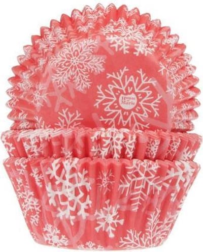 House of Marie Cupcake Vormpjes - Sneeuwkristal Rood - pk/50 - Baking Cups voor Muffins en Cupcakes