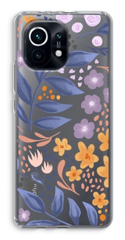 Case Company® - Hoesje geschikt voor Xiaomi Mi 11 hoesje - Flowers with blue leaves - Soft Cover Telefoonhoesje - Bescherming aan alle Kanten en Schermrand
