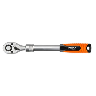 Neo Tools Ratel 1/4 Aansluiting 72 Traps Uitschuifbaar Tot 200mm DIN 3122 TUV M+T