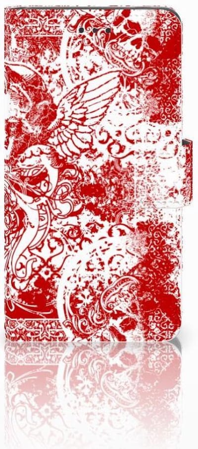 Telefoonhoesje met Naam Nokia 7 Angel Skull Rood