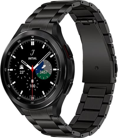 Strap-it Titanium horlogeband - speciaal geschikt voor Samsung Galaxy Watch 7 (40 & 44mm) / Galaxy Watch 6 (Classic) / Galaxy Watch 5 / Watch 5 Pro / Watch 4 (Classic) / Watch FE - schakel bandje voor Galaxy Watch 4-5-6 alle varianten - zwart