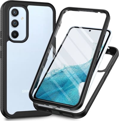 Hoesje met Ingebouwde Screenprotector Geschikt voor Samsung Galaxy A54 | Full Protect valbescherming | Doorzichtig / Zwart
