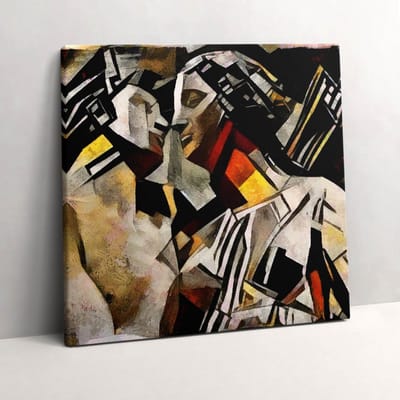 Wallfluent Foto Op Canvas Baroktijd - glas-in-loodkunst - 60 x 60 cm - Beige Schilderij Canvas - Kunst Canvas Doek Foto - Imitatie van een olieverfschilderij Schilderij Doek - Kunst Schilderijen Op Canvas Doek