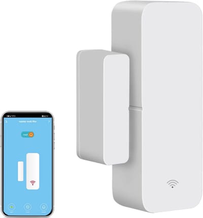 Slimme Draadloze Raam- en Deursensor: Magnetische Contactdetector met Gratis Meldingen, Compatibel met Alexa en Google Assistant, Beveiliging en Toegangscontrole