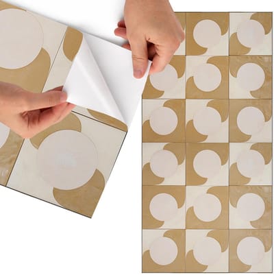 Tulup Meubelfolie - Mosterdvormen Decoratiefolie - 75x150 cm - Romig Meubelfolie - Plakfolie Meubels - Geometrische Meubelfolie - Decoratiefolie Zelfklevend - Slaapkamer decoratie - Geometrie