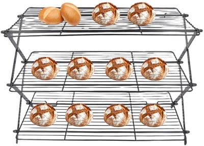 Dailygoods- Koelrek Vouwbaar - Rechthoekig Ijzeren Draadraster - Multi-tier Koelrek - Ruimtebesparend Ontwerp - Voor Cakes/Koekjes - Bakkoelrek